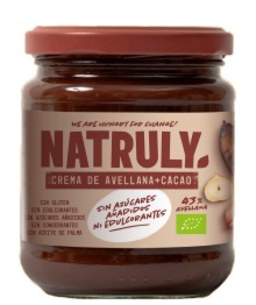 Crema de cacao y avellana bio Tarro 200 gr Natruly